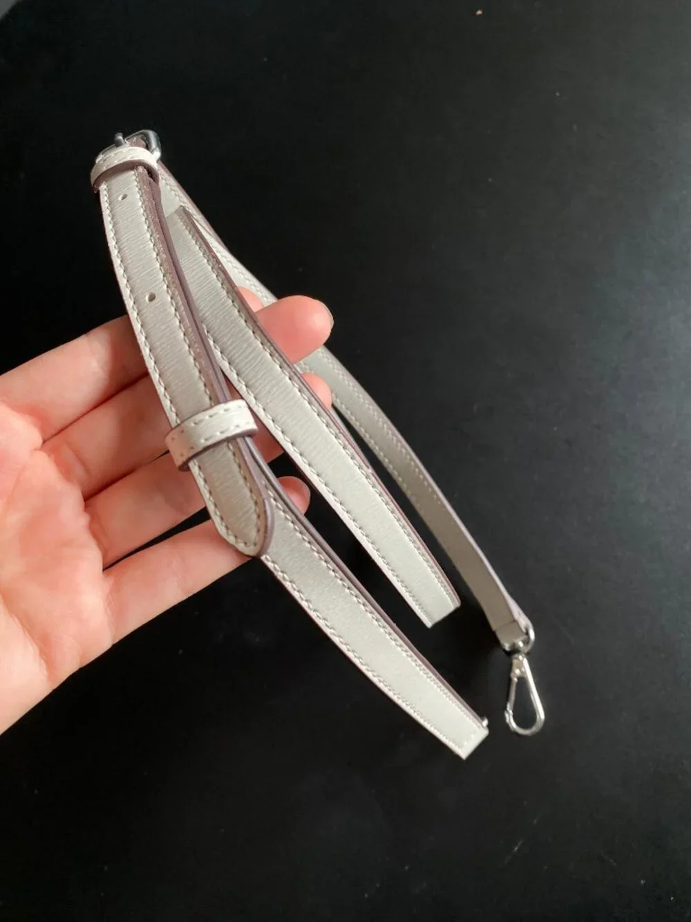 DKNY Ivory Off White Adjustable Shoulder Bag Replacement Strap Silver Tone